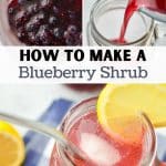 Adding a homemade blueberry syrup to a straining.