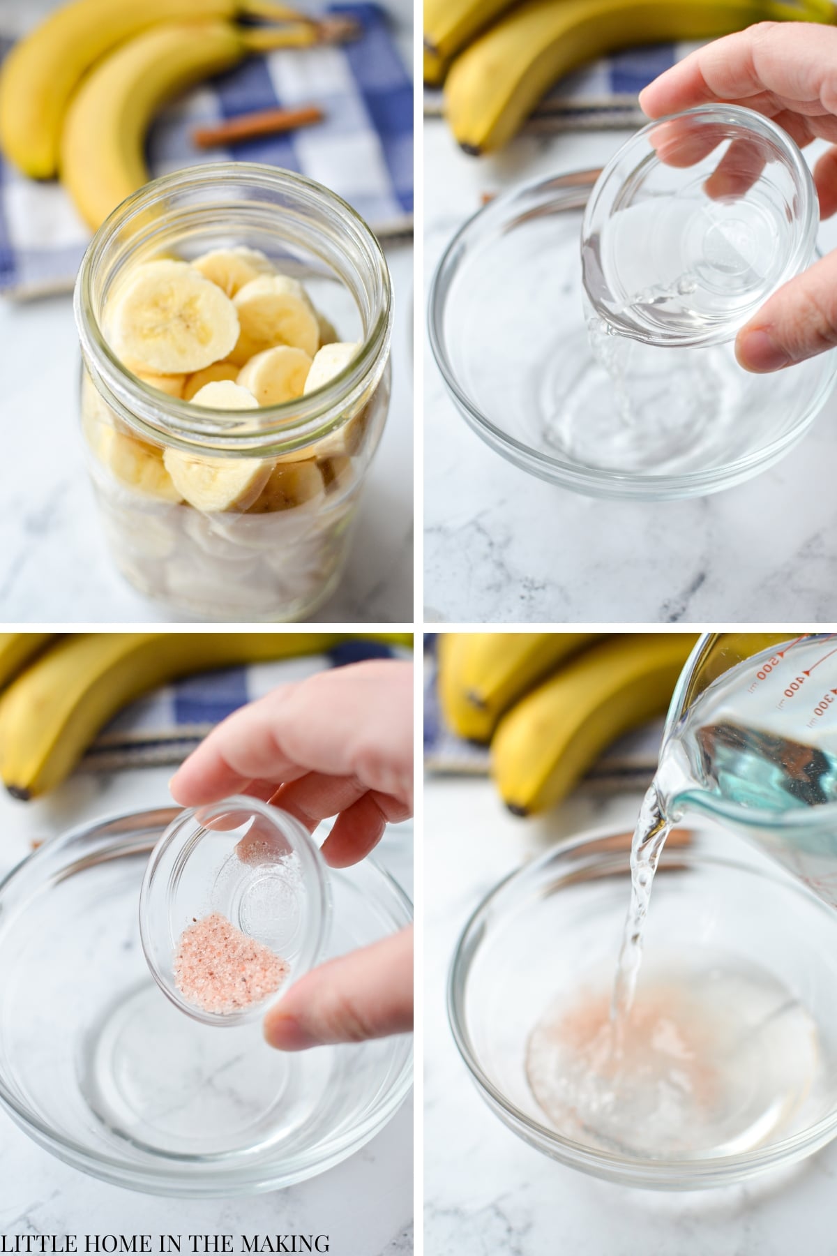 Preparing a brine with salt, starter culture, and water.