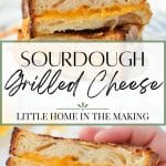 A close up of a grilled cheese sandwich.