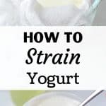 Yogurt straining with cheesecloth.