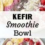 A bowl filled with bananas, chia, raspberries, and coconut.