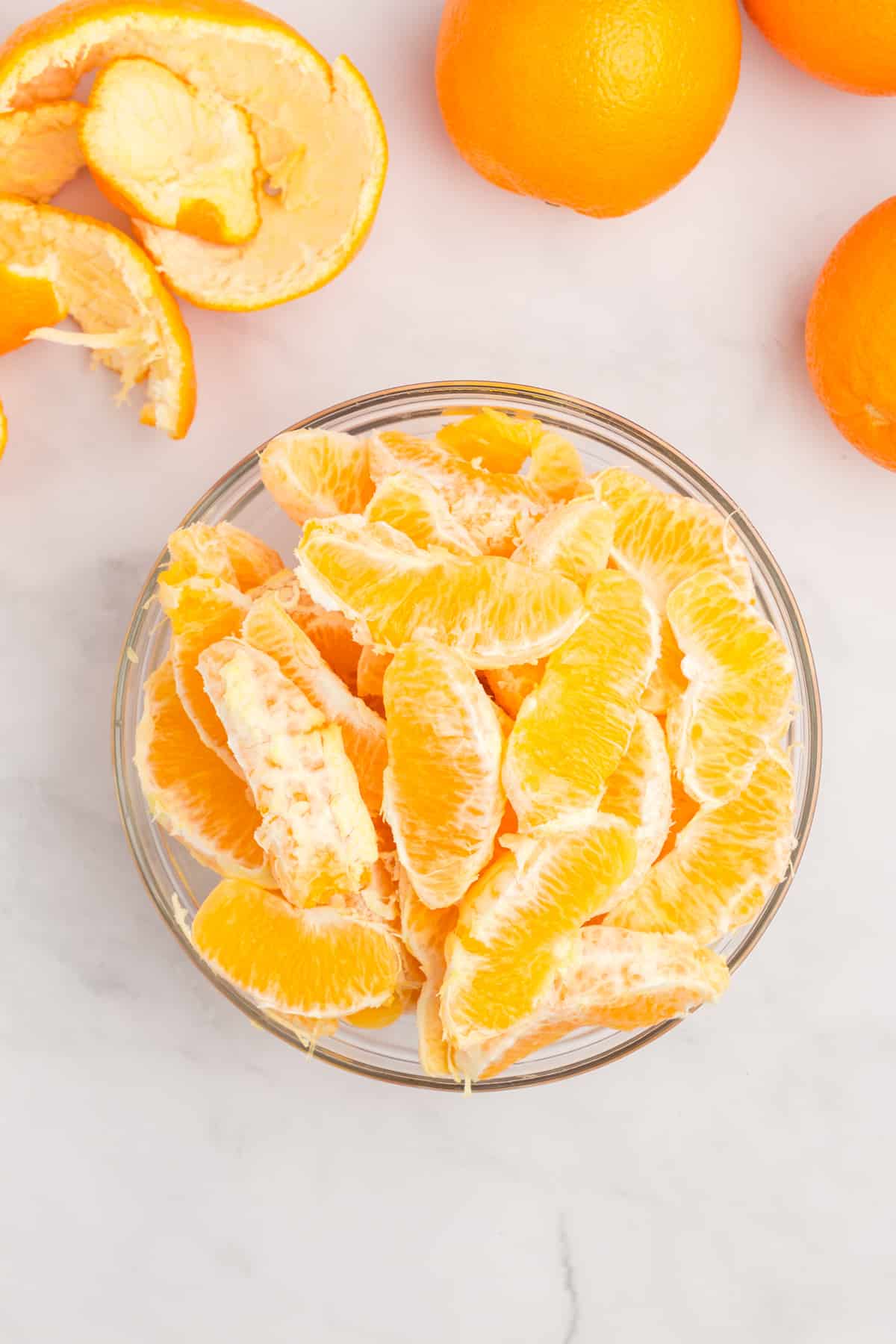 A bowl of orange segments.