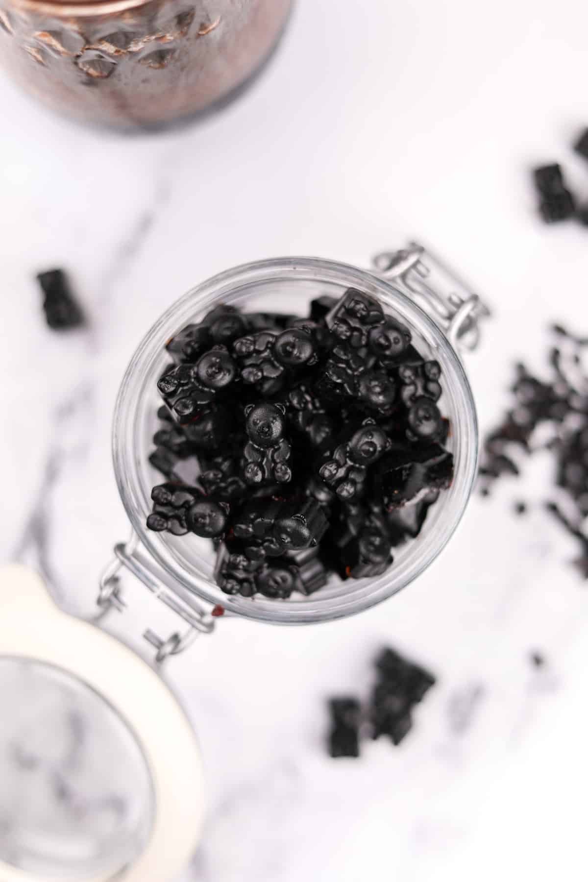 A small jar of elderberry gummies.