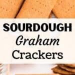 Homemade graham crackers scattered on top of a wire baking rack.