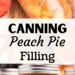 Jars of peach pie filling that have been home canned.