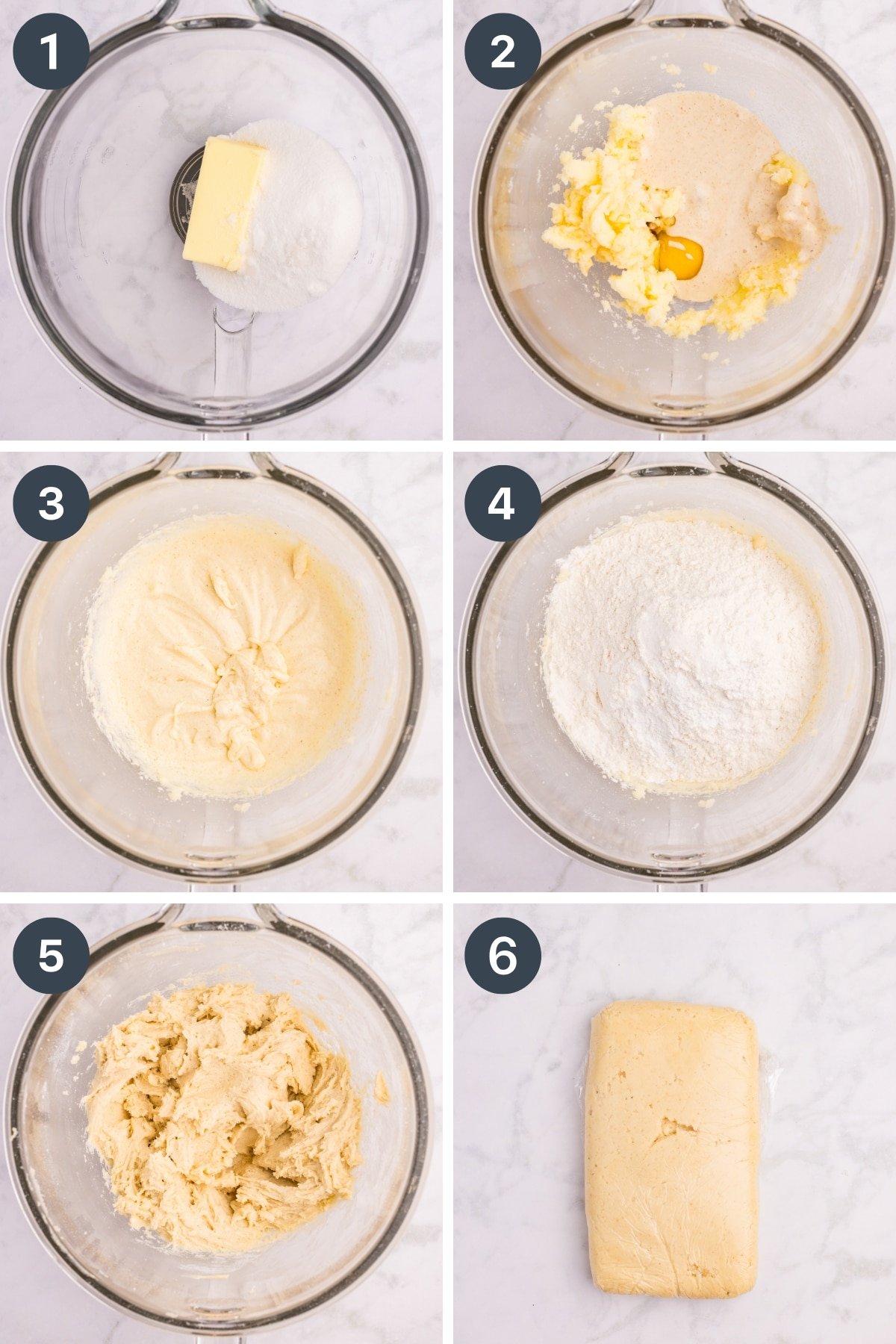 The process of making sourdough cookie dough, by creaming butter and sugar, and then adding dry ingredients.