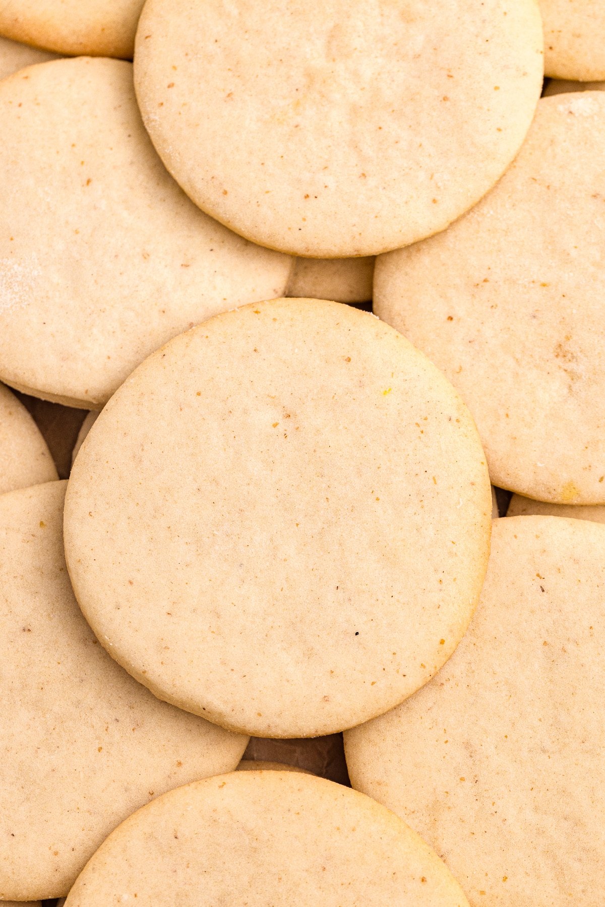 Layers of sourdough sugar cookies, plain and undecorated.