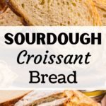 Slices of buttery sourdough bread with flaky layers.